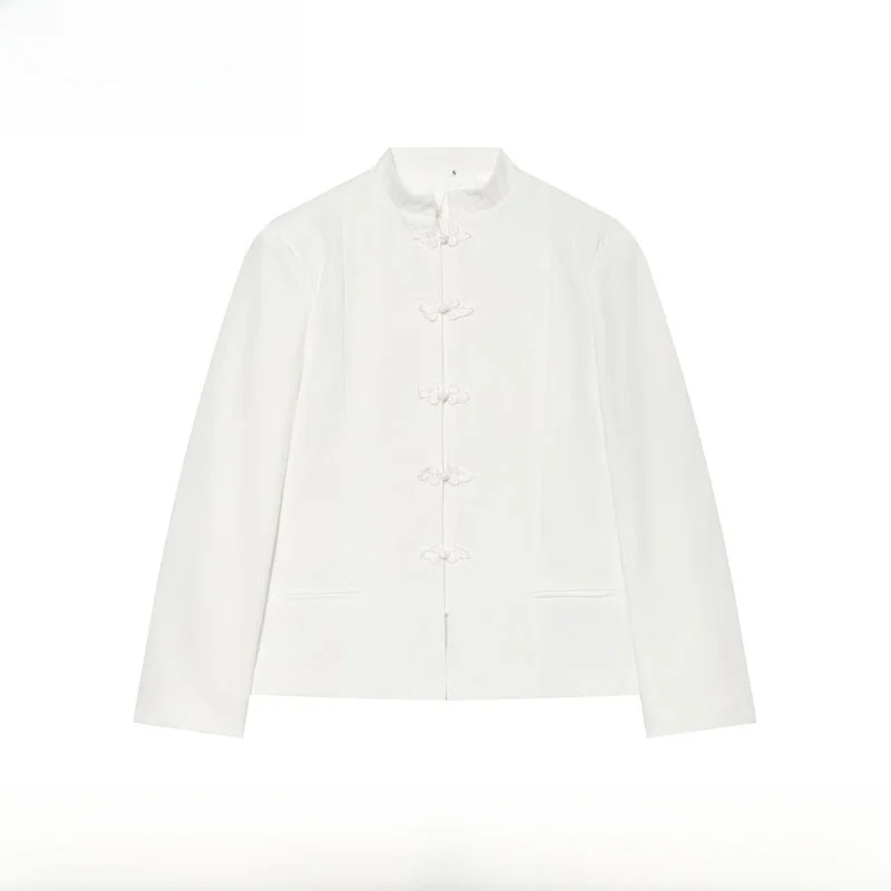 Early Autumn New Women's Suit Jacket Nine-Point Short Skirt Style Rope Buckle 7030015 Standard Fit Polyester Fiber Long Sleeve