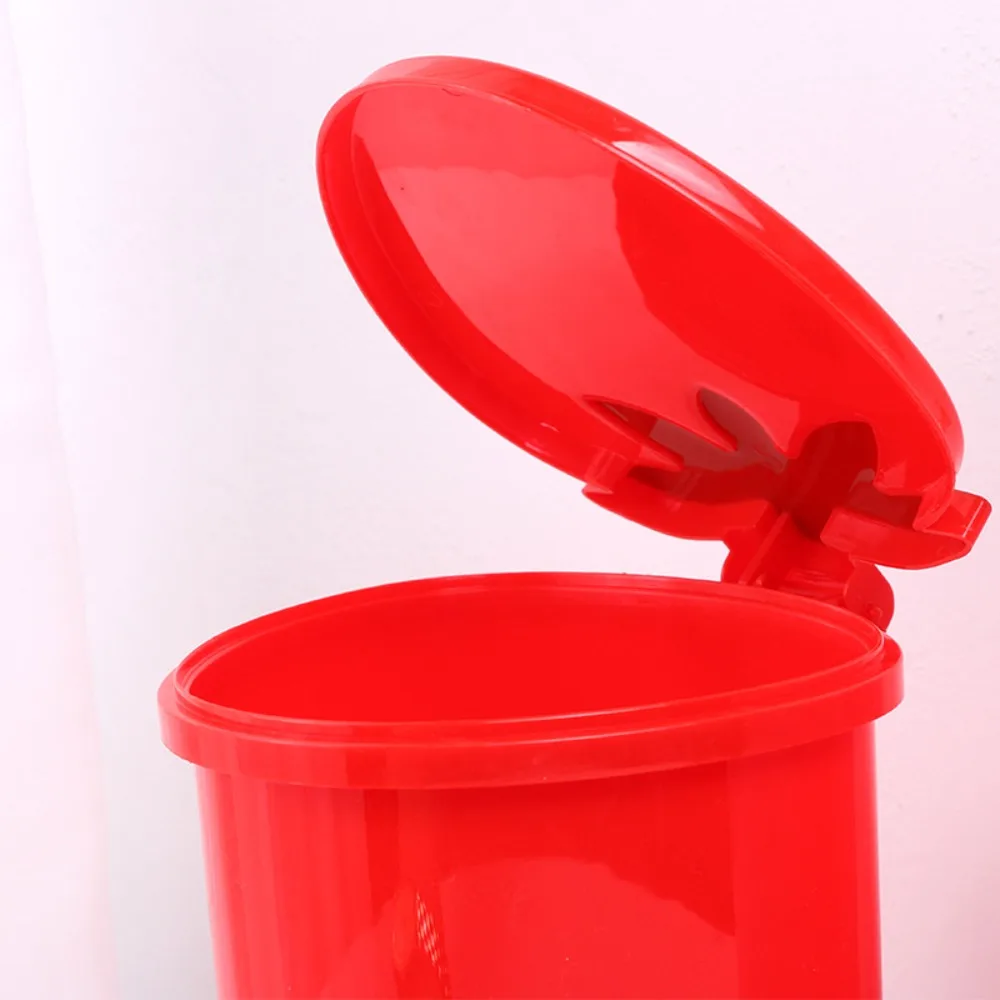 

Red Cute Portable No Odor Sealing Washable Home Supplies Pop-Up With Lid Wastebasket Trash Can Trash Basket Dustbin