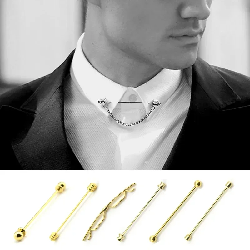 New Metal Tassel Neck Tie Collar Bar Pin Clip Ties Lapel Pins and Brooches Women Accessories Gifts for Men Brooch Jewelry Luxury