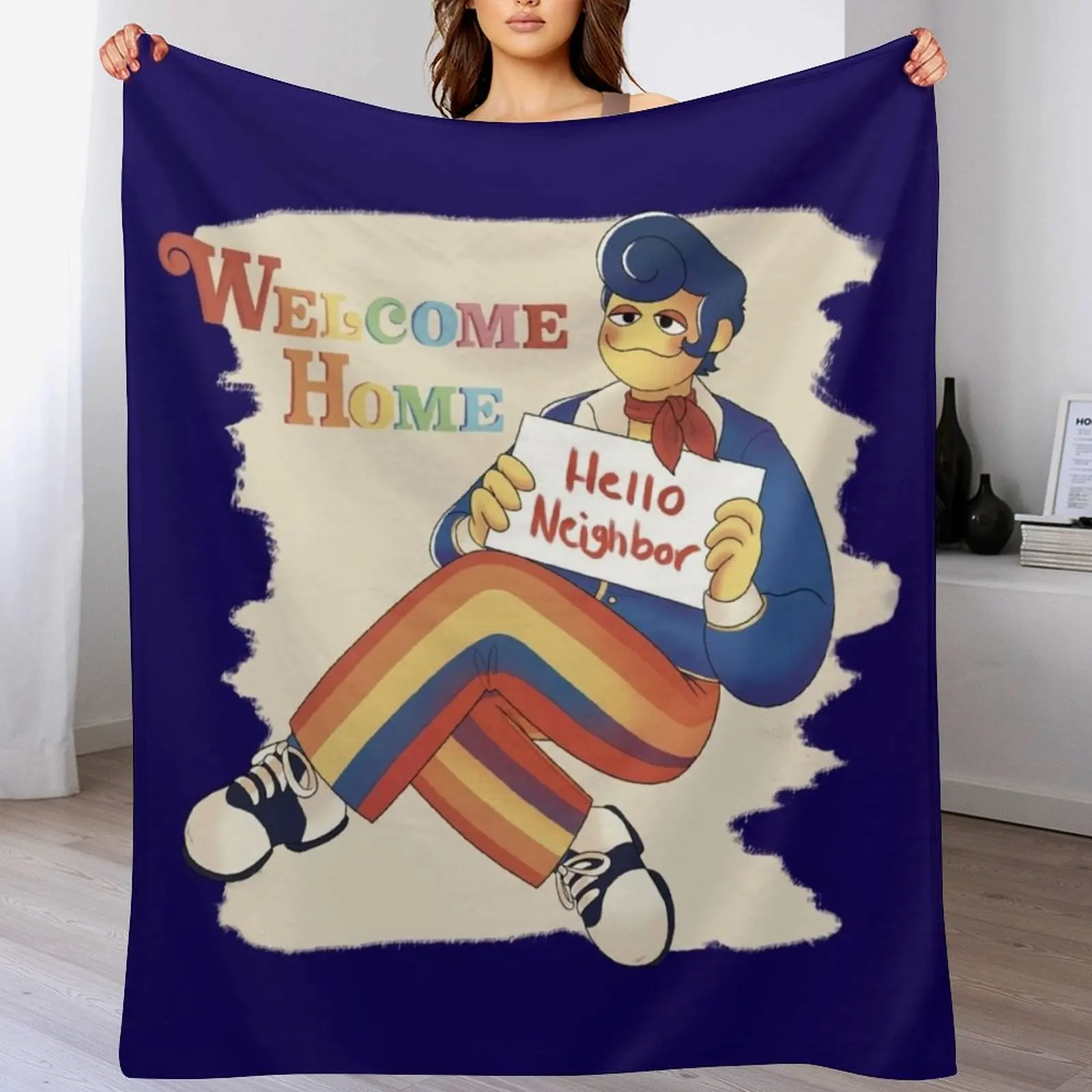 

Welcome Home Wally Darling Art Throw Blanket Flannel Fabric Decorative Throw Vintage Blankets