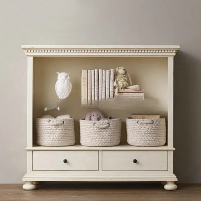 

American solid wood bookcase custom furniture retro and old with drawers locker floor cabinet children's toy storage low cabinet