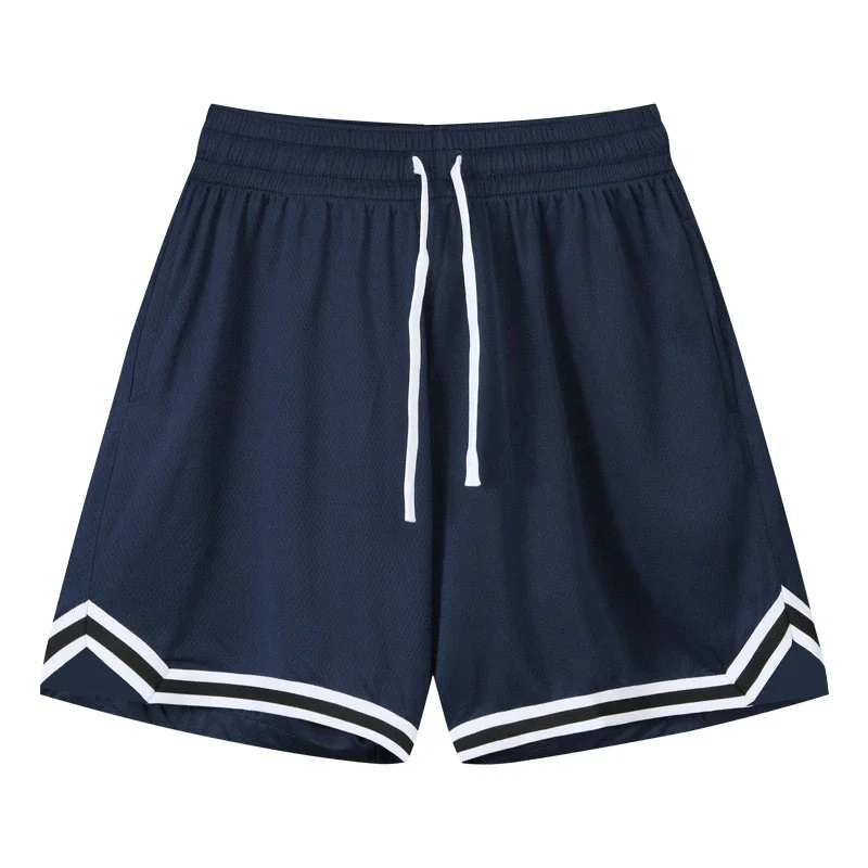 2026 Amerikanische Sportshorts Einfaches Doppelstreifen-Design Schnell Trocknend Atmungsaktiv Herren Basketball-Shorts – Detail 6