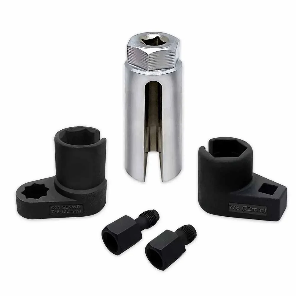 5PCS  22mm Oxygen Sensor Socket Removal Kit  Thread Chaser M18x1.5 CR V Steel 1/2 Inch Drive Automotive Tools
