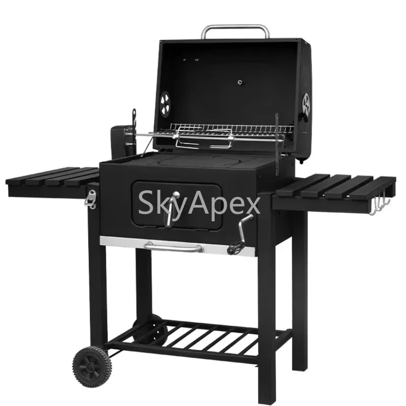 

Modern American Style Large BBQ Grill Household Metal Charcoal Oven Quick Ignition For B&B Courtyard Outdoor Party Cooking