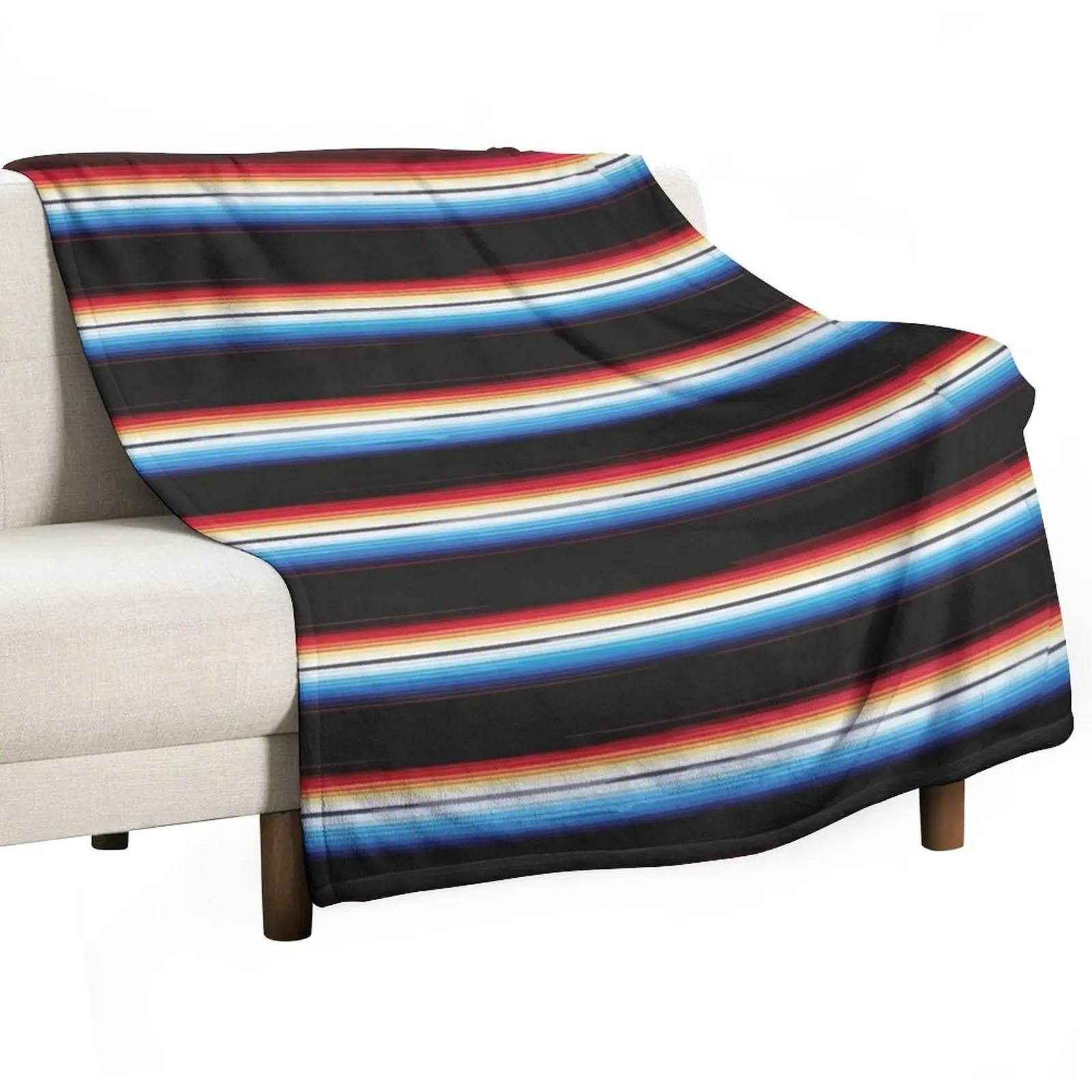 

Black neon Serape Mexican serape blanket vibrant color stripes zarape saltillo lines pattern Throw Blanket Single Blankets