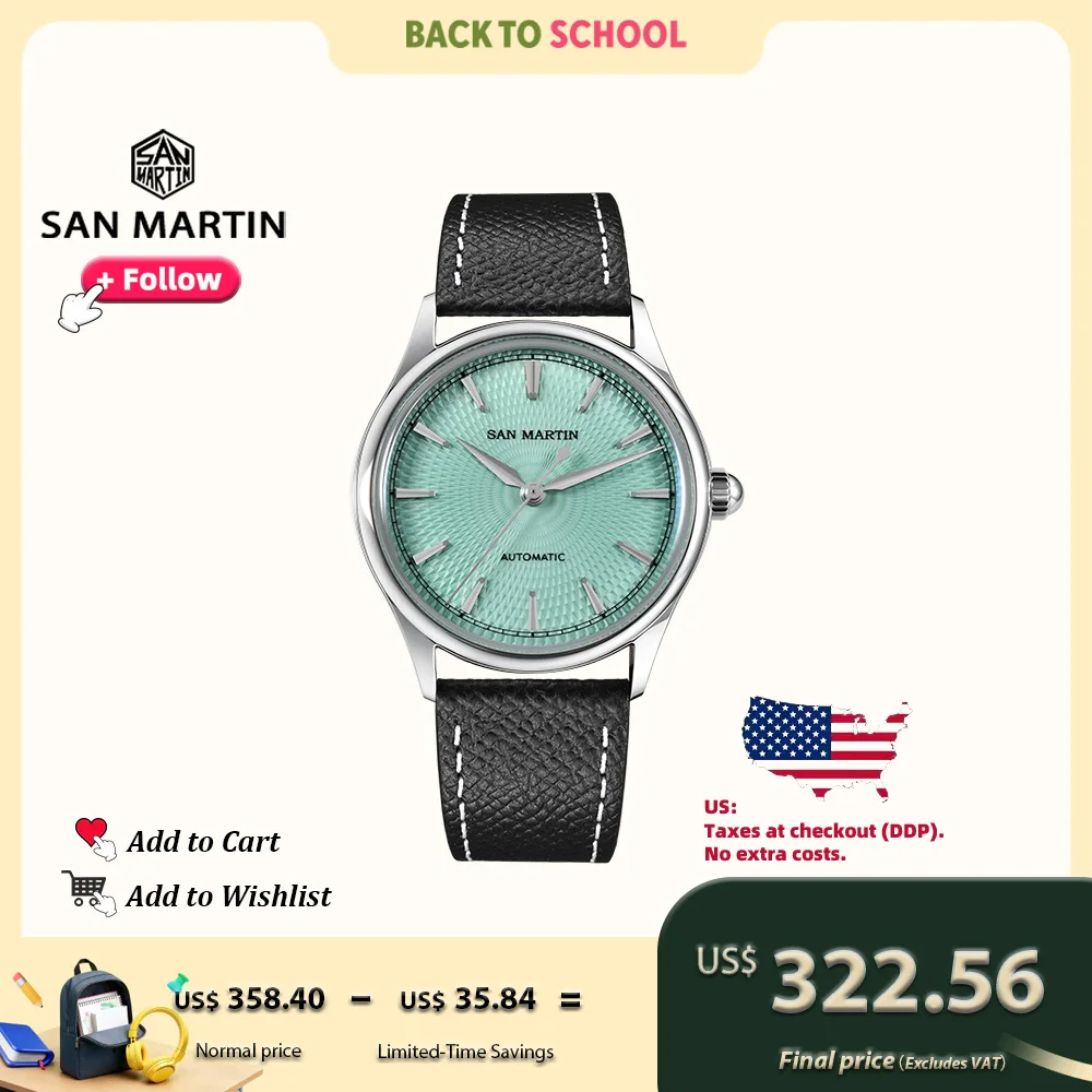 

San Martin 37 мм платье мужские часы ST1812 автоматический механизм роскошные стальные механические часы подарки для пары водонепроницаемые 10 бар SN0110