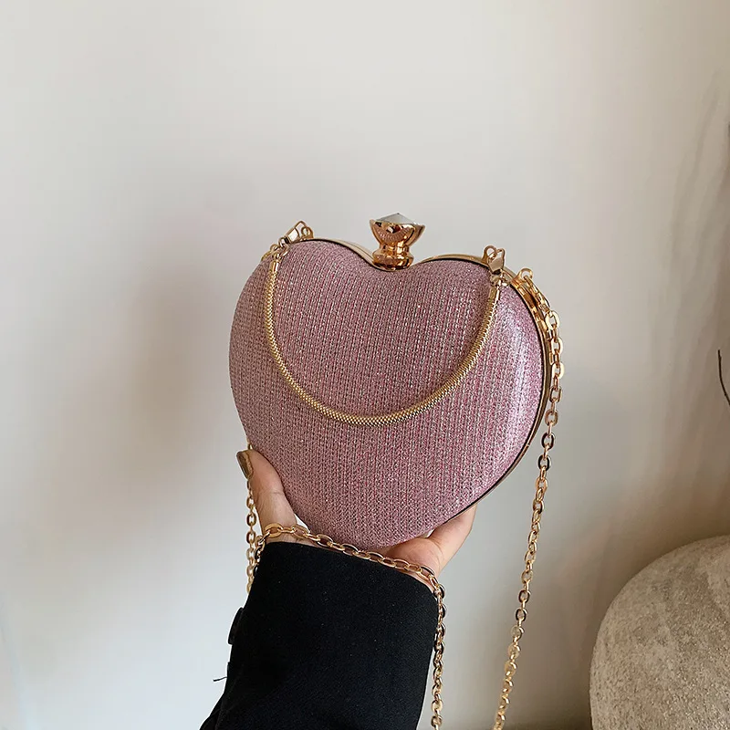 Niedliche Herz-Handtasche, Abendessen-Tasche, 2024, neue Kette, Feentasche, vielseitiger westlicher Stil, eine Schulter, diagonales Kreuz, Pfirsich-Herz-Tasche – Detail 31