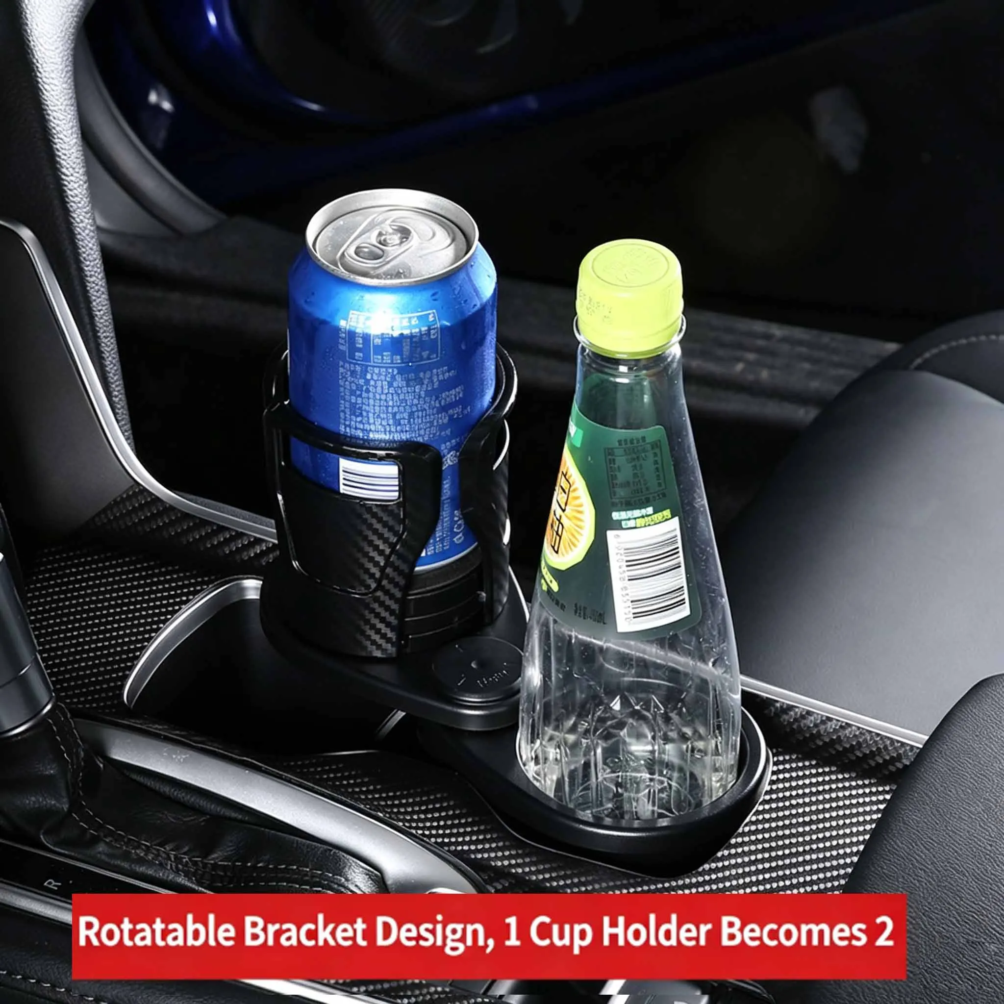 Multifunctional Car Cup Holder Carbon Fiber Style Auto Ashtray Coaster Portable Environment‑Friendly Car Interior Modification A