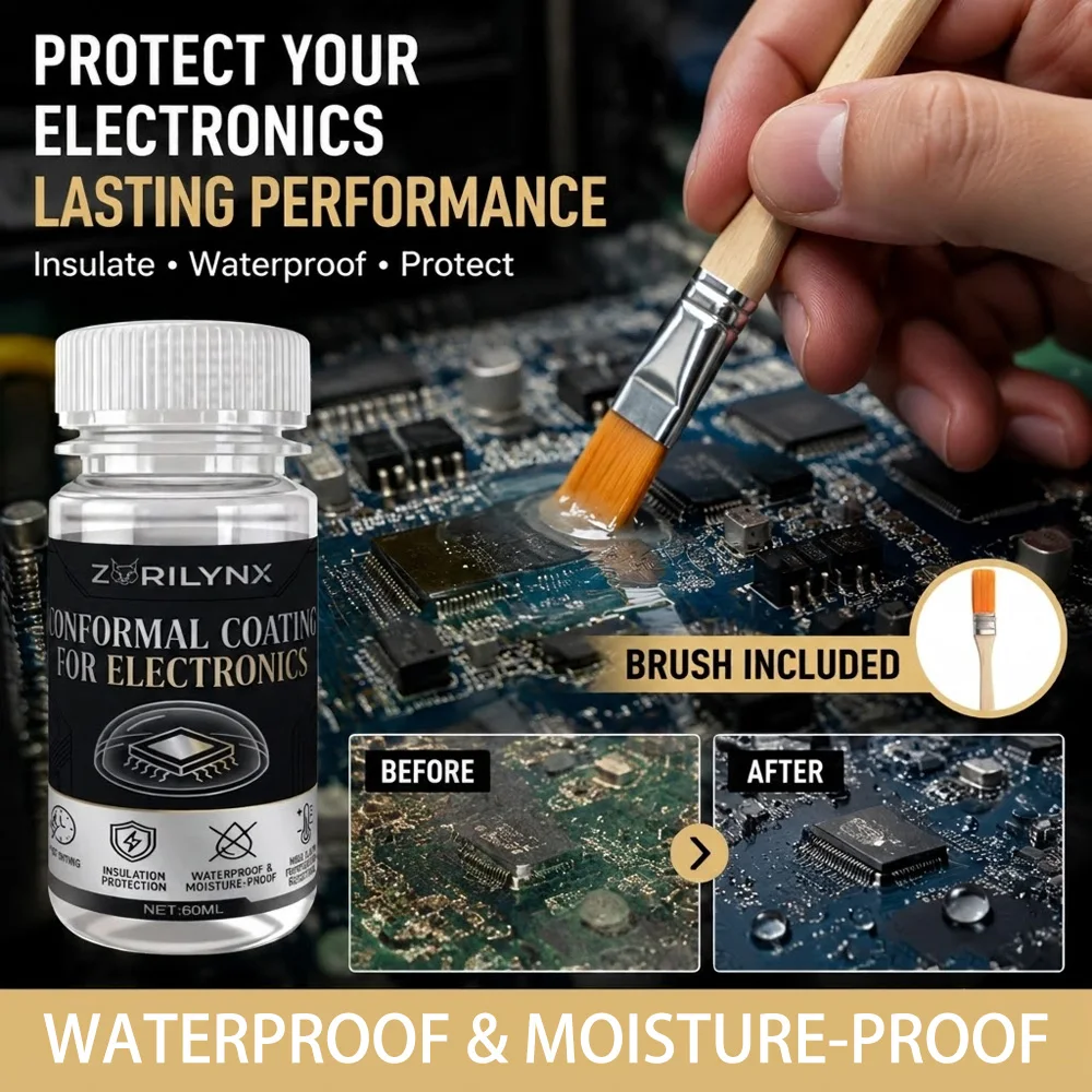 60ml Conformal Coating for Electronics Insulation Clear Paint Waterproof Moisture Proof PCB Board Protection Lacquer ZORILYNX