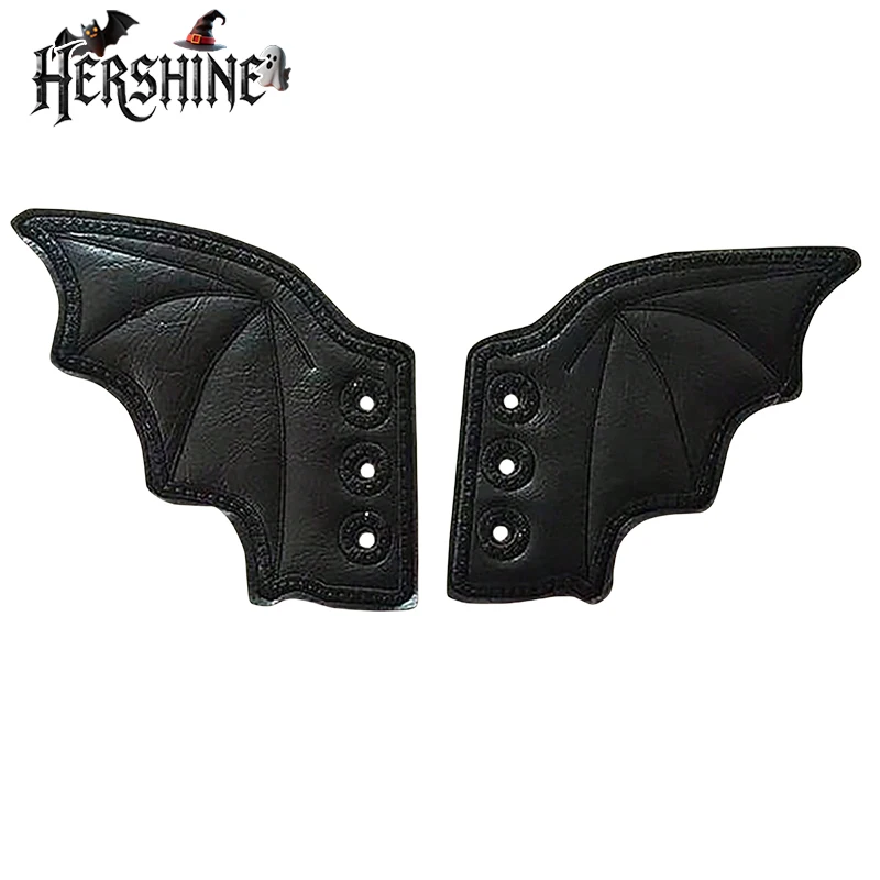 2-piece set of women's black wing shaped eyelets decorative dark style shoes accessories Halloween accessories