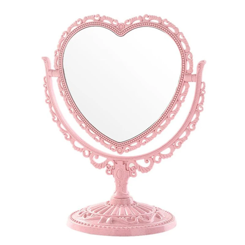 مرآة مكياج عتيقة على شكل قلب ، وظيفية ، متينة ، نوع مكتب ، على الطراز الأوروبي ، مرآة مدمجة ، مرآة جيب