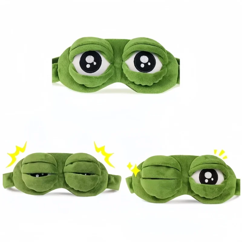 Máscara para dormir de rana 3D, parasol Natural para dormir, mujeres y hombres, dibujos animados creativos, suave, portátil, venda para los ojos, parche ocular para viajes y oficina