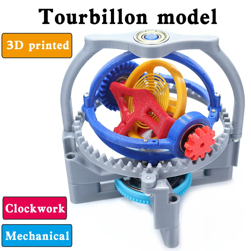 Modelo de Tourbillon de tres ejes, estructura mecánica de relojes, juguetes de descompresión creativos científicos impresos en 3D, equipo de