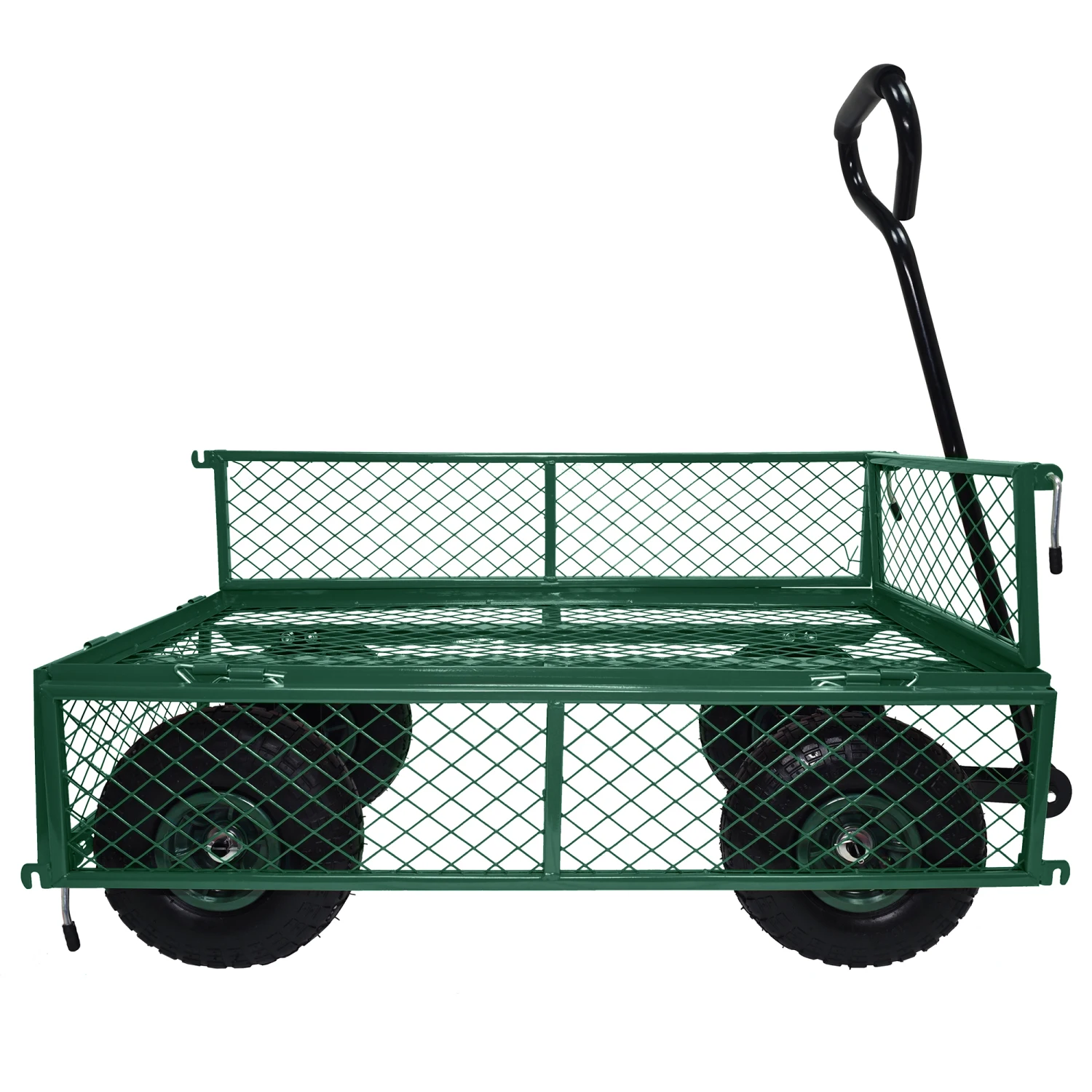 3cu. ft. 300 pond. Capaciteit Verwijderbare zijkanten Metaal Staalgaas Heavy Duty Utility Wagon Outdoor Tuinwagen in Groen