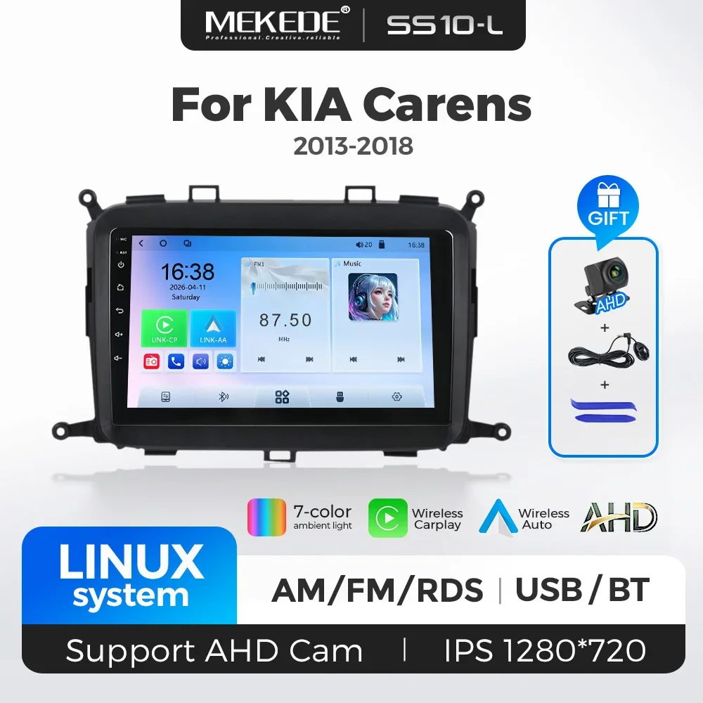 Linux System Car Radio Stereo For KIA Carens 2013-2018 IPS 1280*720 Wireless Carplay Android auto AHD FM RDS Multimedia Player
