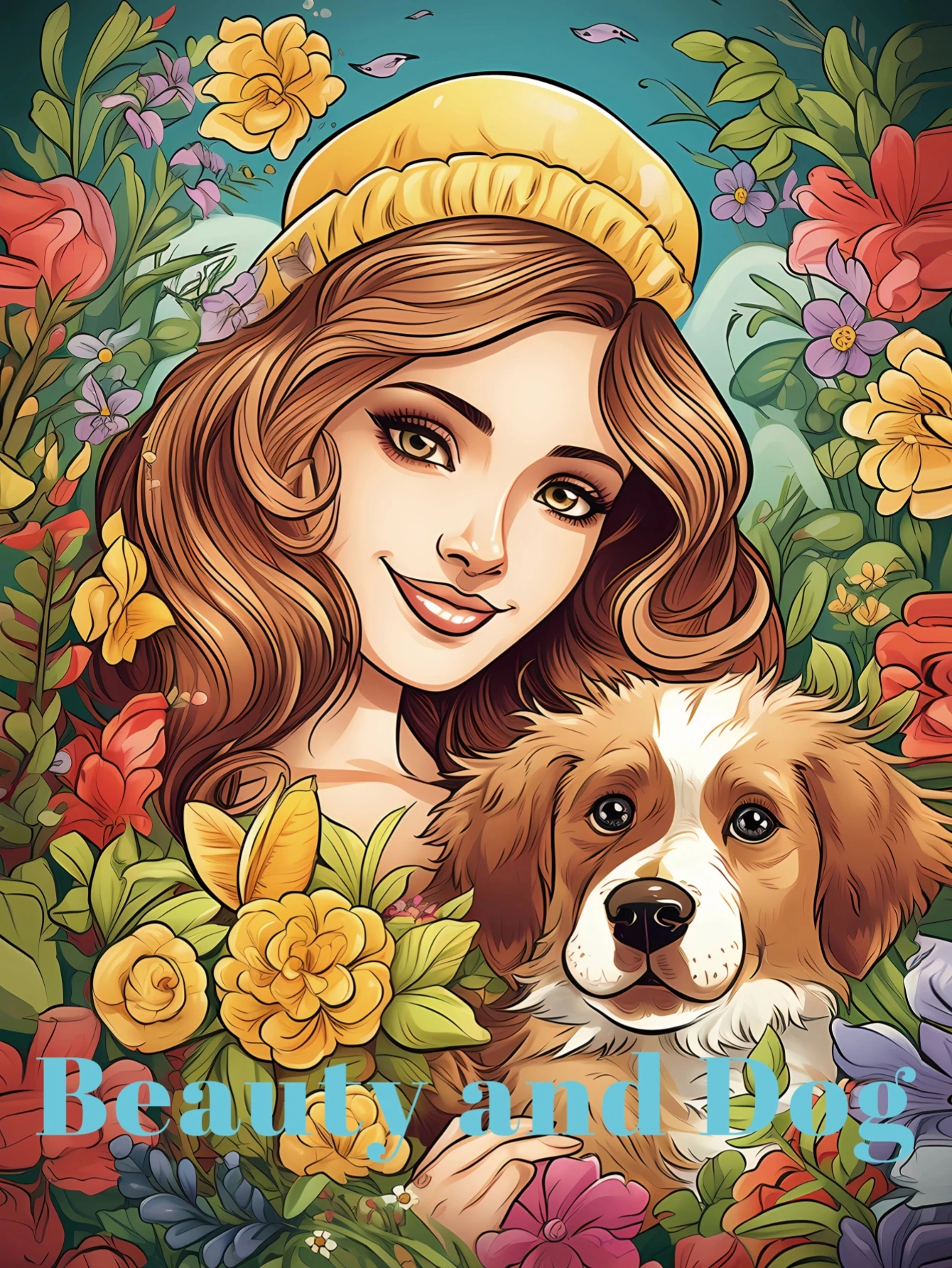 1pc Beauty and Dog Art Coloring Book Original Upgraded Paper Thickened 22 Pages Coloring Books Gift For Holiday Birthday