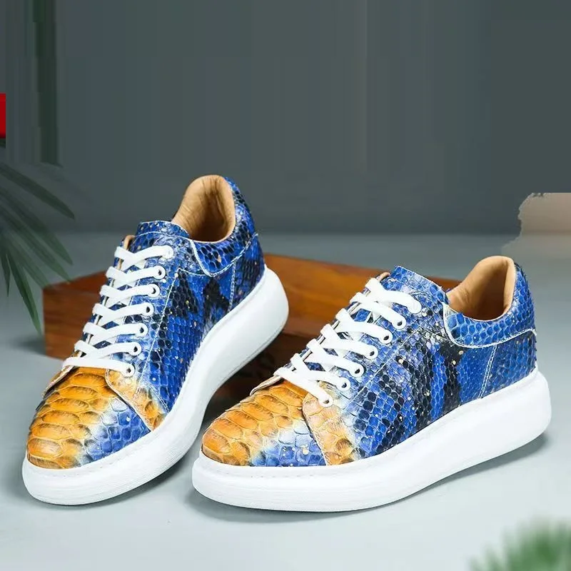 2023 new arrival Fashion Snake Skin causal shoes men,male Genuine leather Sneaker  PDD181