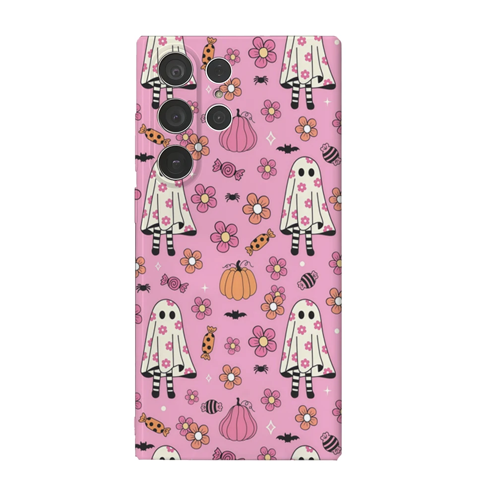 Halloween Floral Ghostly Handyhülle für Samsung Galaxy S25 S24 S23 Ultra Plus A35 A55 Glossy HD Hard Cover Film Shell