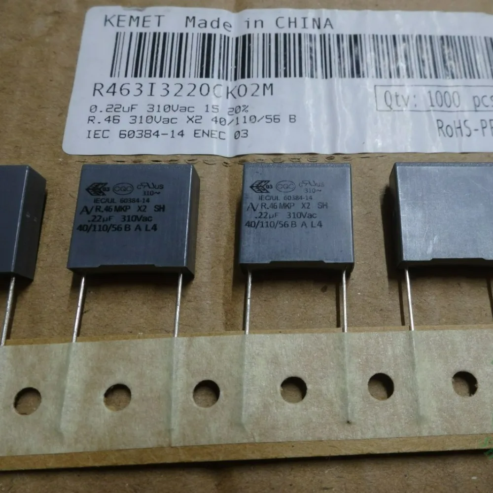10pcs/lot AV R46 MKP 0.22uf 310VAC 220nf u22 224 M Brand New 15mm Film Capacitor (Height: 17mm) R463I3220CK02M