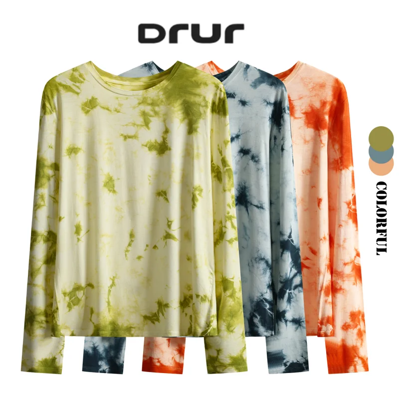 

Топы для йоги DRUR с принтом тай-дай, толстовка с круглым вырезом, легкие мягкие спортивные футболки для бега, весна-лето, мода 2026, спортивная одежда