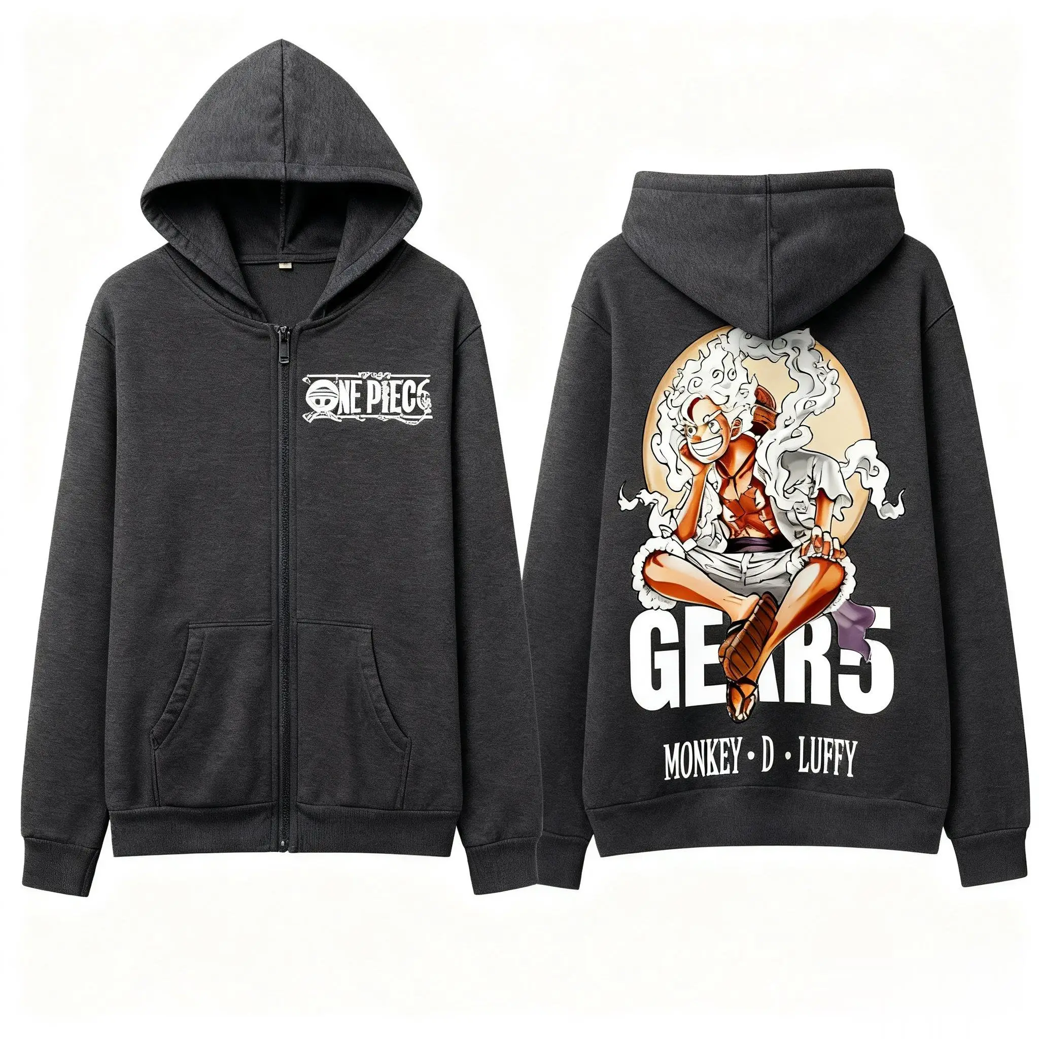

Цельная толстовка унисекс в стиле аниме Luffy Gear 5, мужская и женская осенне-зимняя пуловерная толстовка, уличная одежда, повседневная куртка для косплея с принтом