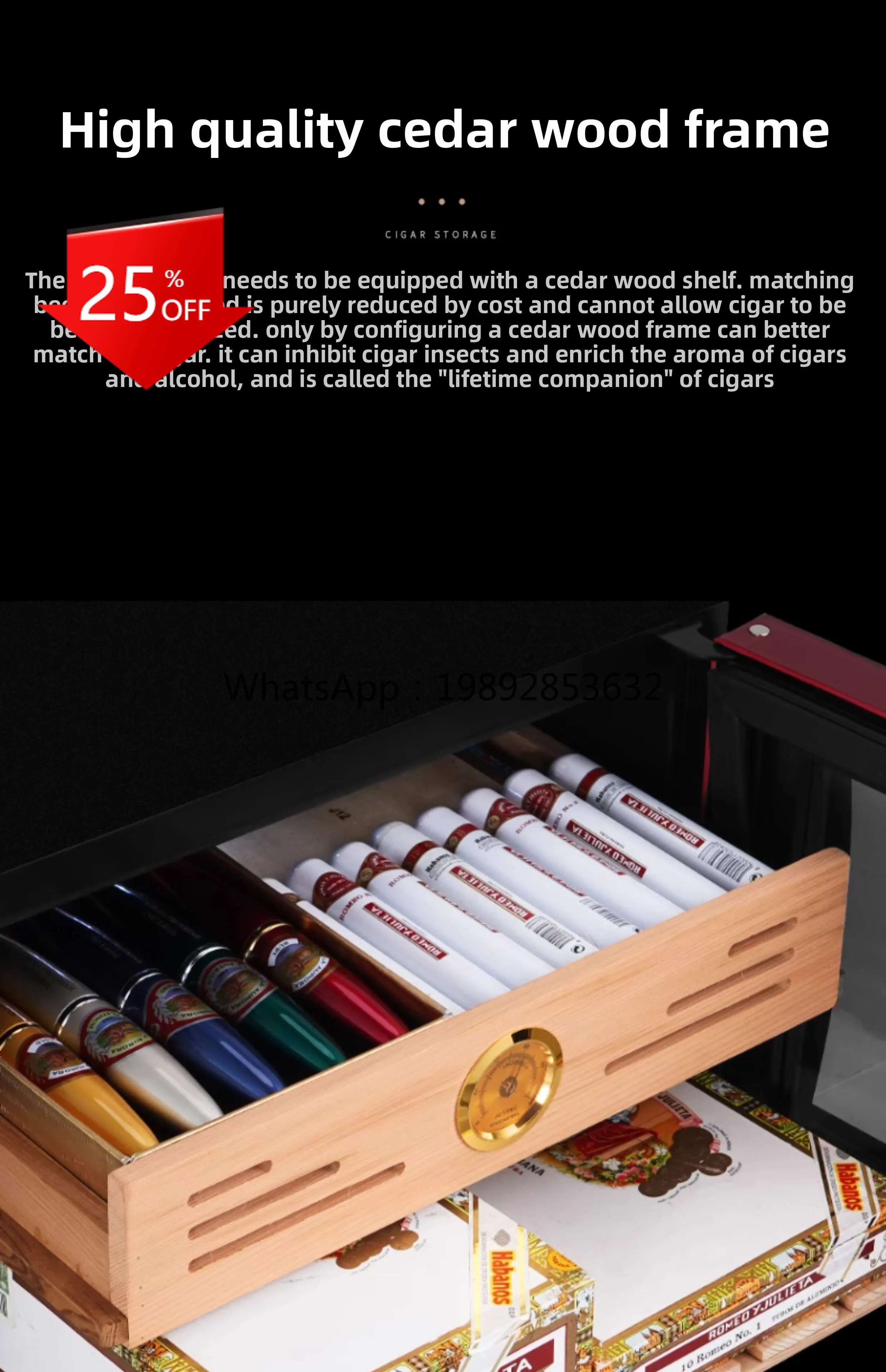 

temperature and humidity mini moisturizing cabinet electronic red wine cigar temperature control wet box cedar wooden frame