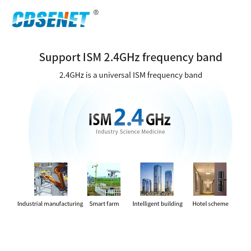 Full Duplex 2.4GHz RF Wireless Serial Module Transceiver 12dBm 800m IPEX Stamp Hole CDSENET E65-2G4T12S Continuous Transmission