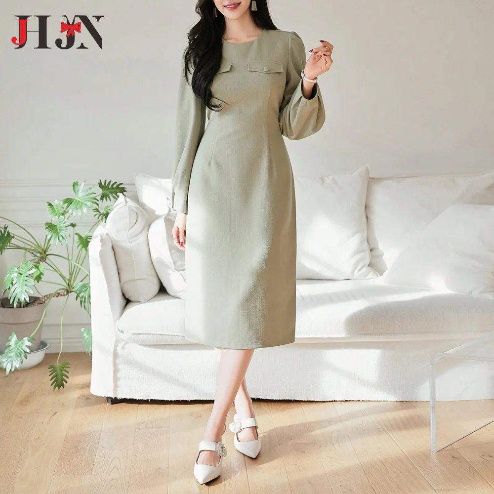 

Elegant Office Dresses for Women O Neck Half Sleeve Sheath Package Hips Formal Business Work Wear Vestidos Mujer Dress Clothes