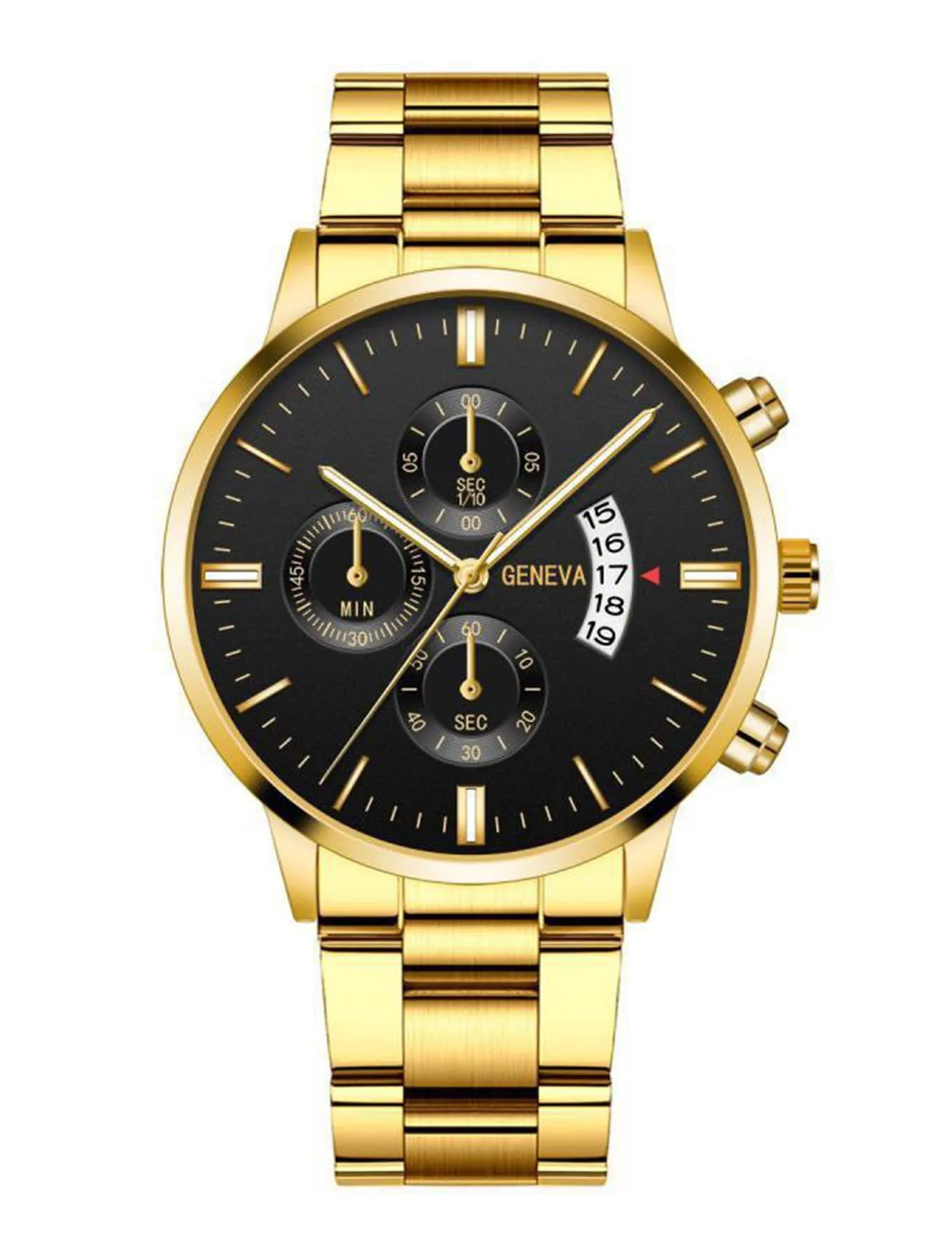 ساعة كوارتز بحزام فولاذي مستدير من سبيكة جديدة ساعة عمل للرجال سطح مرآة قرص كبير