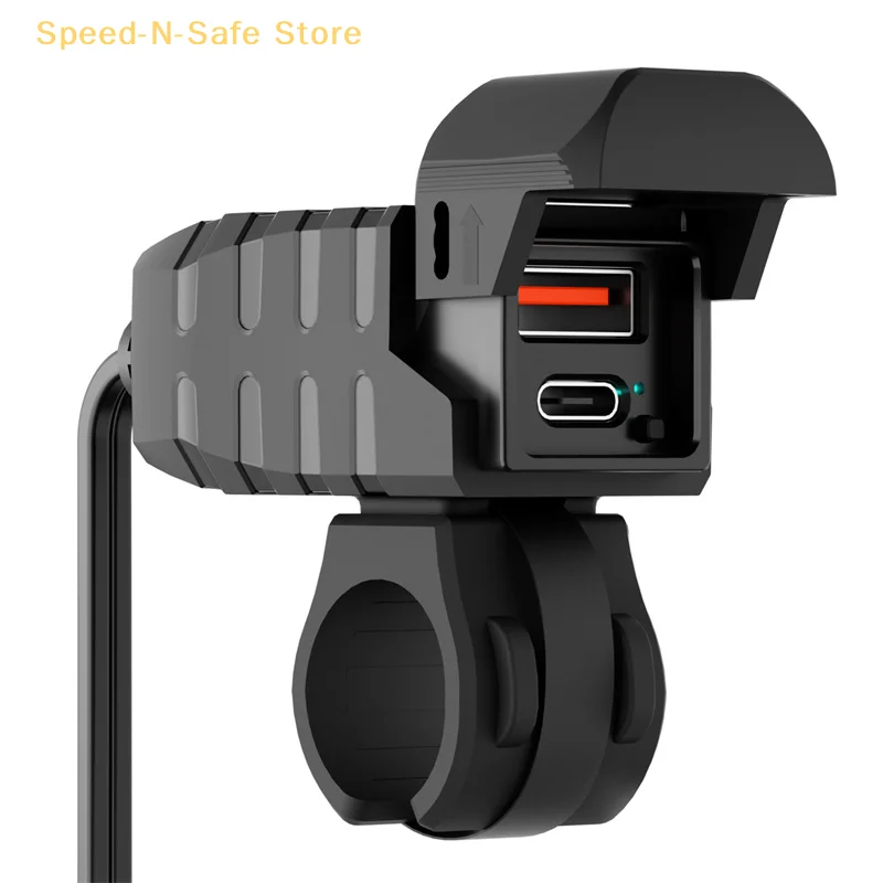 

PD+QC 3.0 Motorcycle USB Fast Charger With Handlebar Dual USB Sockets And Waterproof 12V Power Supply Adapter