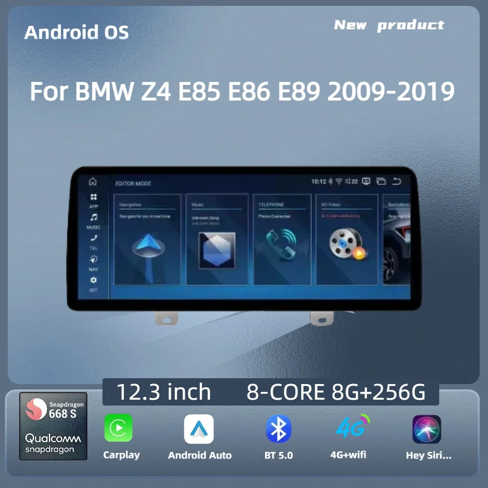 

For BMW Z4 E85 E86 E89 2009-2019 Car Radio 12.3 inch 4G Android 14 Wireless Bluetooth Carplay Head Unit Snapdragon 680 Screen