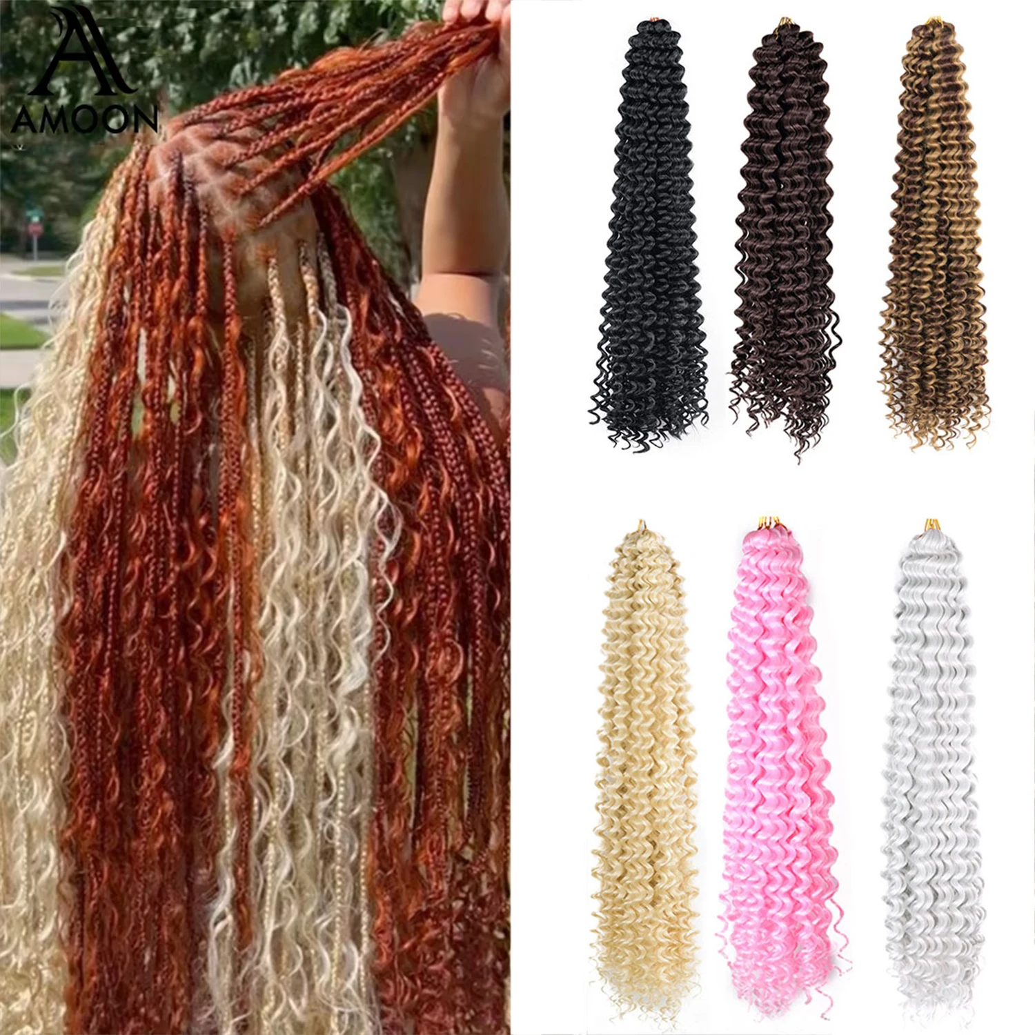 Ariel Hair Synthetic Twist Crochet Curly Hair 28 Inch Deep Wave Braid Hair Ombre Blonde Brown Water Wave Braiding Hair Extension