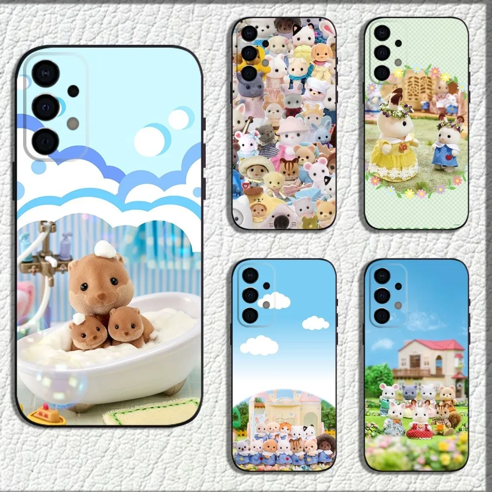 Cartoon S-Sylvanian-F-Families Phone Case For Samsung Galaxy A13,A21s,A22,A31,A32,A52,A53,A71,A80,A91 Soft Black Shell