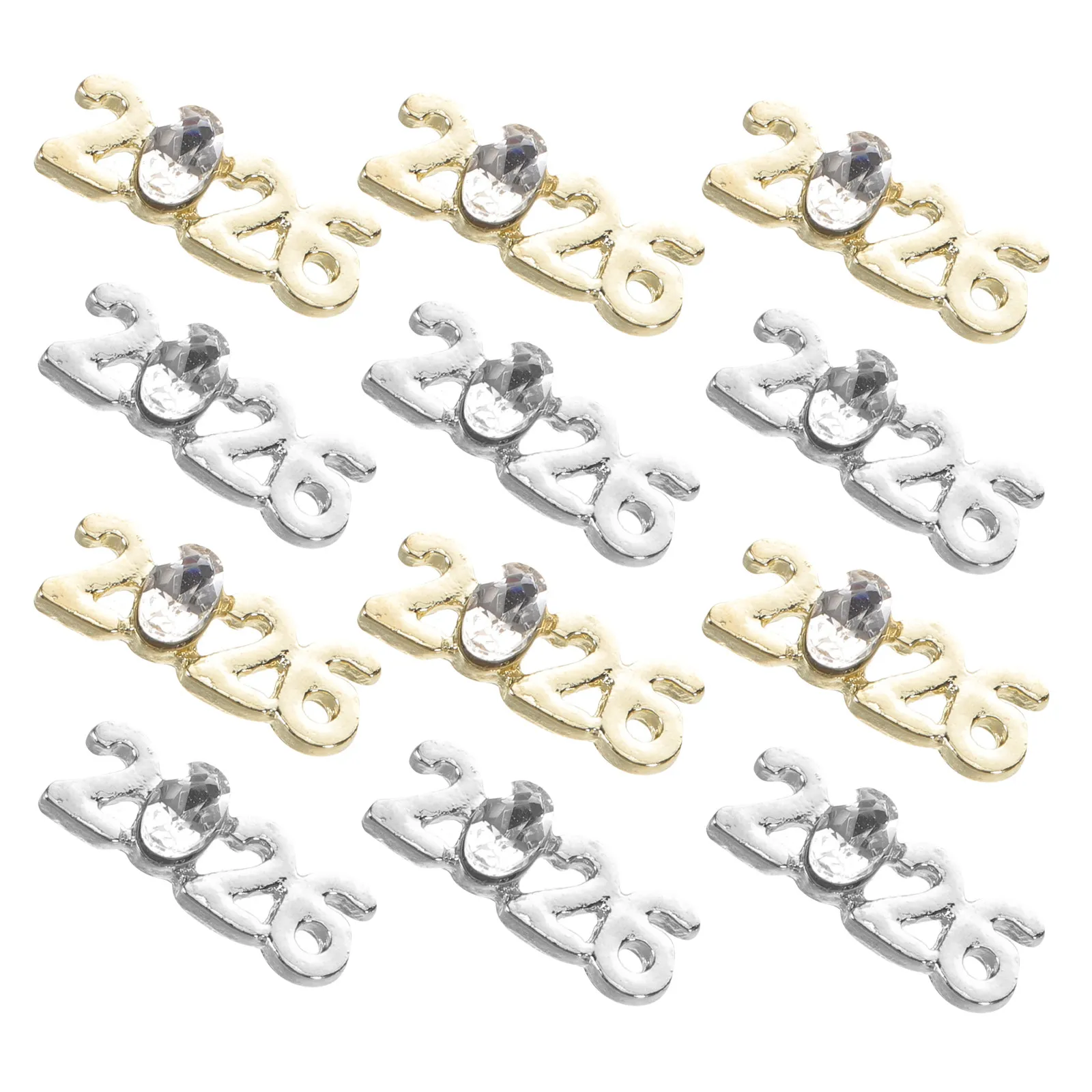 60Pcs 2026 Nail Charms Metal Flatback Number Manicure Decoration Rhinestone Nail Art Accessories for DIY Nails