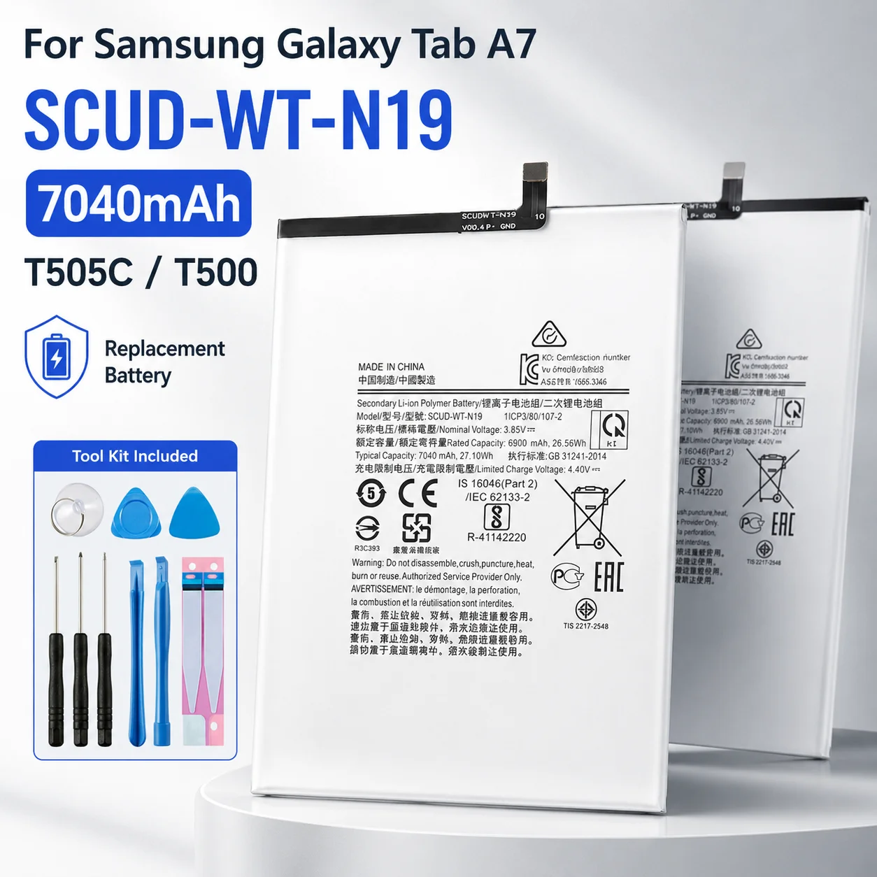Brand New SCUD-WT-N19 7040mAh Replacement  Battery For Samsung Galaxy Tab A7 T505C T500 Tablet batteria+Tools