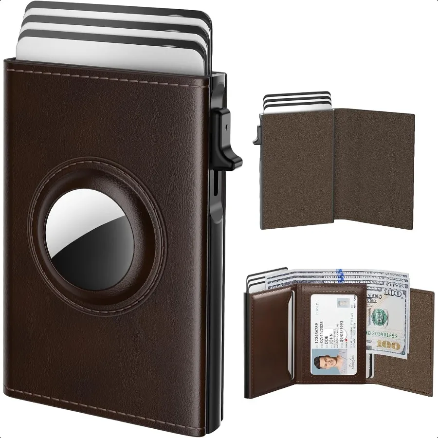 

typecase Mens Wallet Card Holder for AirTag: Leather Smart Wallet for Men Compatible with Apple Air Tag RFID Blocking Slim Mini