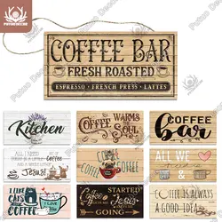Putuo Decor Coffee Wooden Signs Plaque Wood Plate Rustic Hanging for Cafe Bar Kitchen Home Backyard Wall Art Decoration Gift