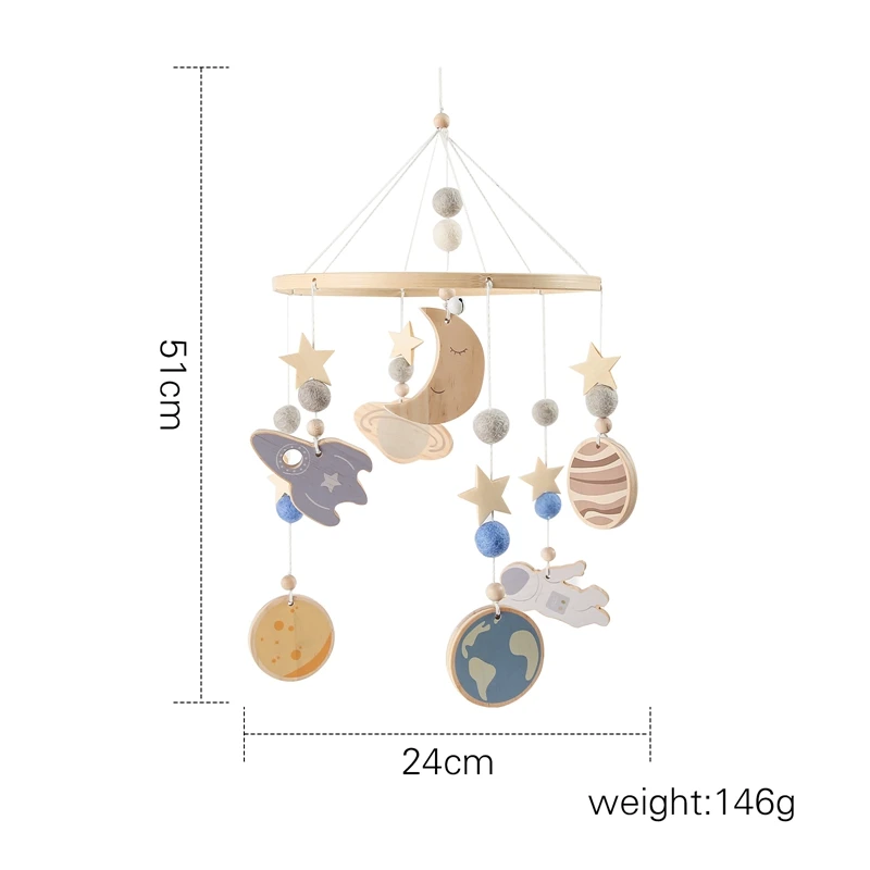 Baby\'s Boho Style Bed Bell de madeira, criança chocalhos, brinquedos berço, brinquedos musicais infantis, presentes recém-nascidos, 0-12 meses