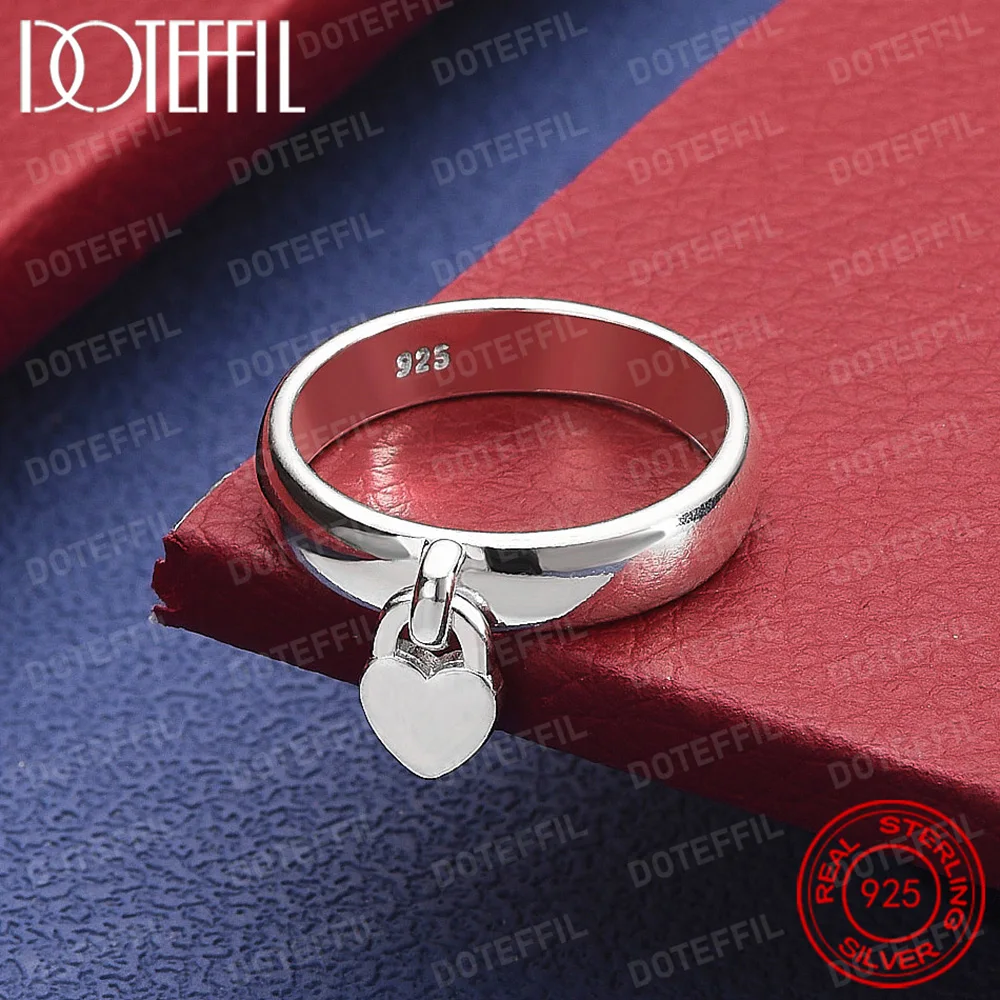 925 Sterling Silver Heart Lock Ring For Woman Man Fashion Wedding Engagement Party Gift Charm Jewelry