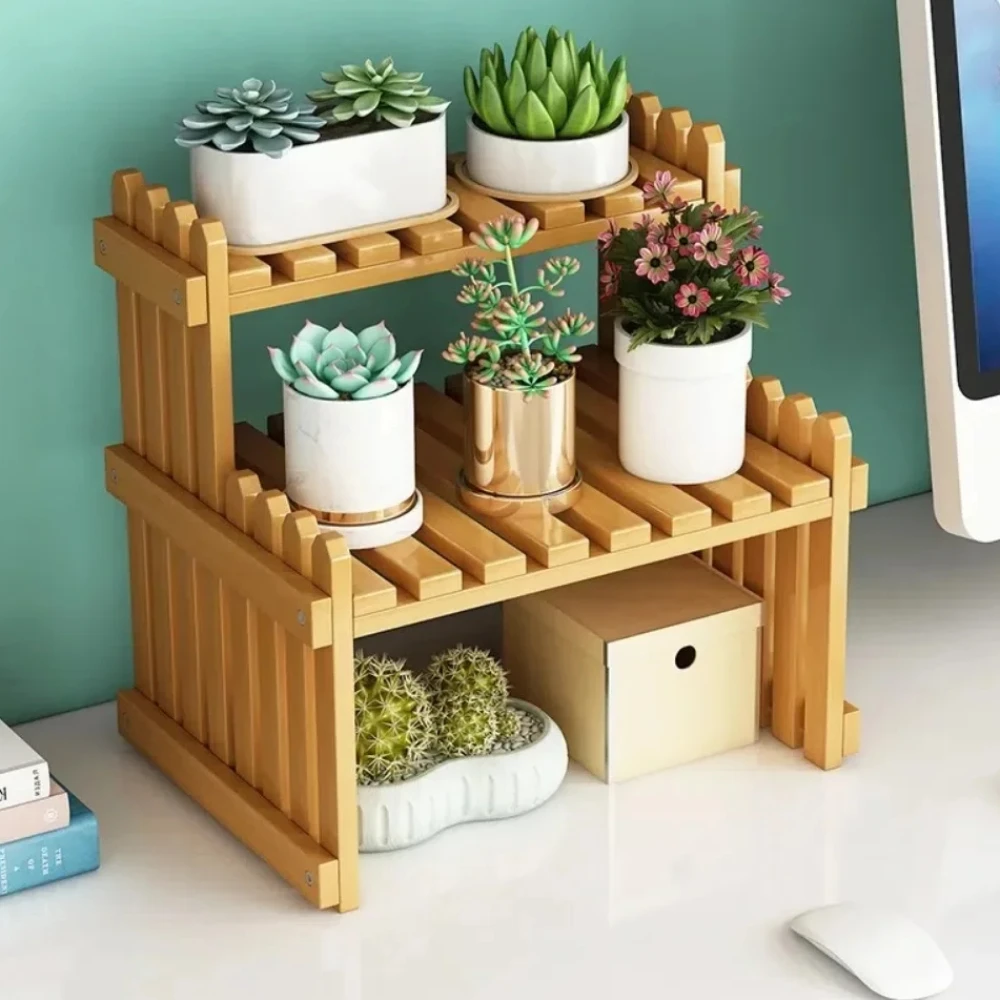 Indoor Plants Holder Wood Shelf Pot Organizer Bookshelf Balcony Bay Window Small Plant Flower Rack Storage Flower Pot Shelves