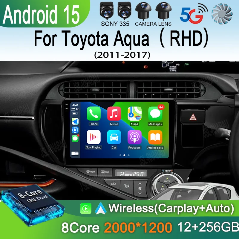 

Car Radio Android 15 Carplay Auto WIFI+4G Multimedia Player For Toyota Aqua RHD 2011 - 2017 Autoradio Stereo 2din Head Unit