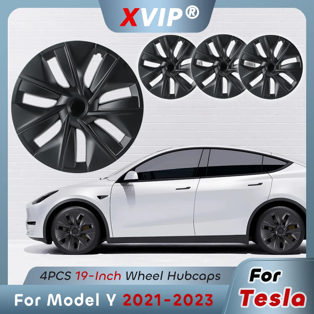 XVIP Factory Direct Sales 19\'\' OEM Style HubCaps Matte Black Original Gemini Style Wheel Cover Protector For Tesla Model Y 21-23