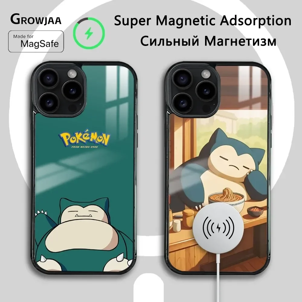 Japan Anime Cute Snorlax Phone Case Magnetic Phone Case For iPhone 16 15 14 13 12 11 Pro Max Plus Mini Magsafe Funda Cover