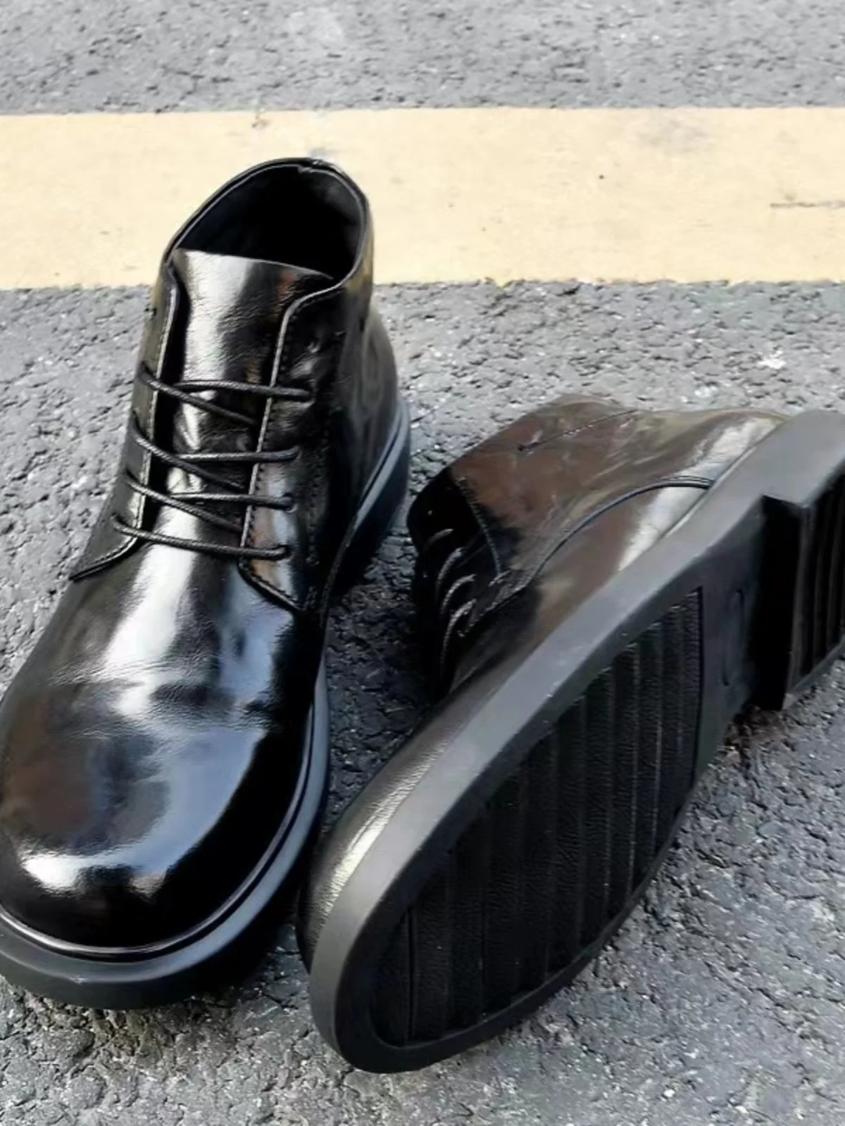 

Men's Genuine Leather Boots Casual Faion ort round Toe Mid-Calf Soft Bot Boots Briti Trend Men's Boots