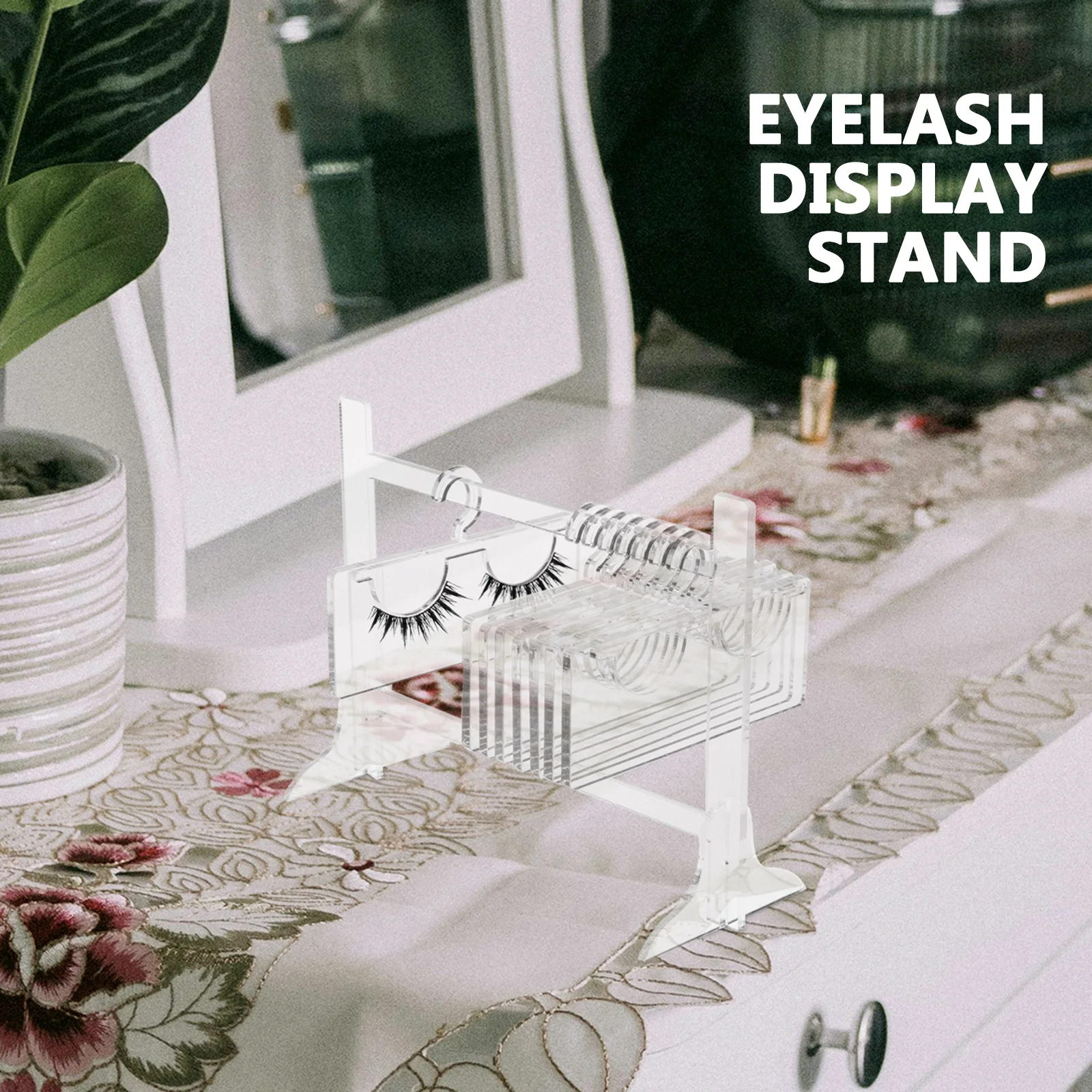 

Acrylic Lash Display Rack Transparent Eyelash Storage Organizer Hanger-Shaped Space-Saving False Grafted Lashes Portable Travel