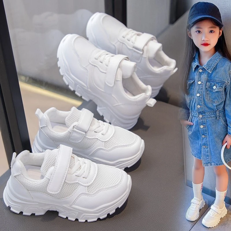 

Children's Mesh Casual Sports Shoes, 2025 New Spring/summer Girls', Students', Boys' White Breathable Running Shoes