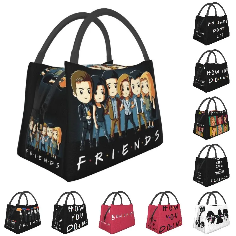 

Custom Friends Characters Cartoon Aime Lunch Bags Women Cooler Thermal Insulated Lunch Boxes for Picnic Camping Work Travel