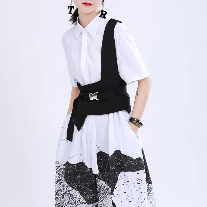 

[ZhongChuang Rizhen] 2024 summer niche design one-shoulder irregular tailoring belt waist cover suit vest female