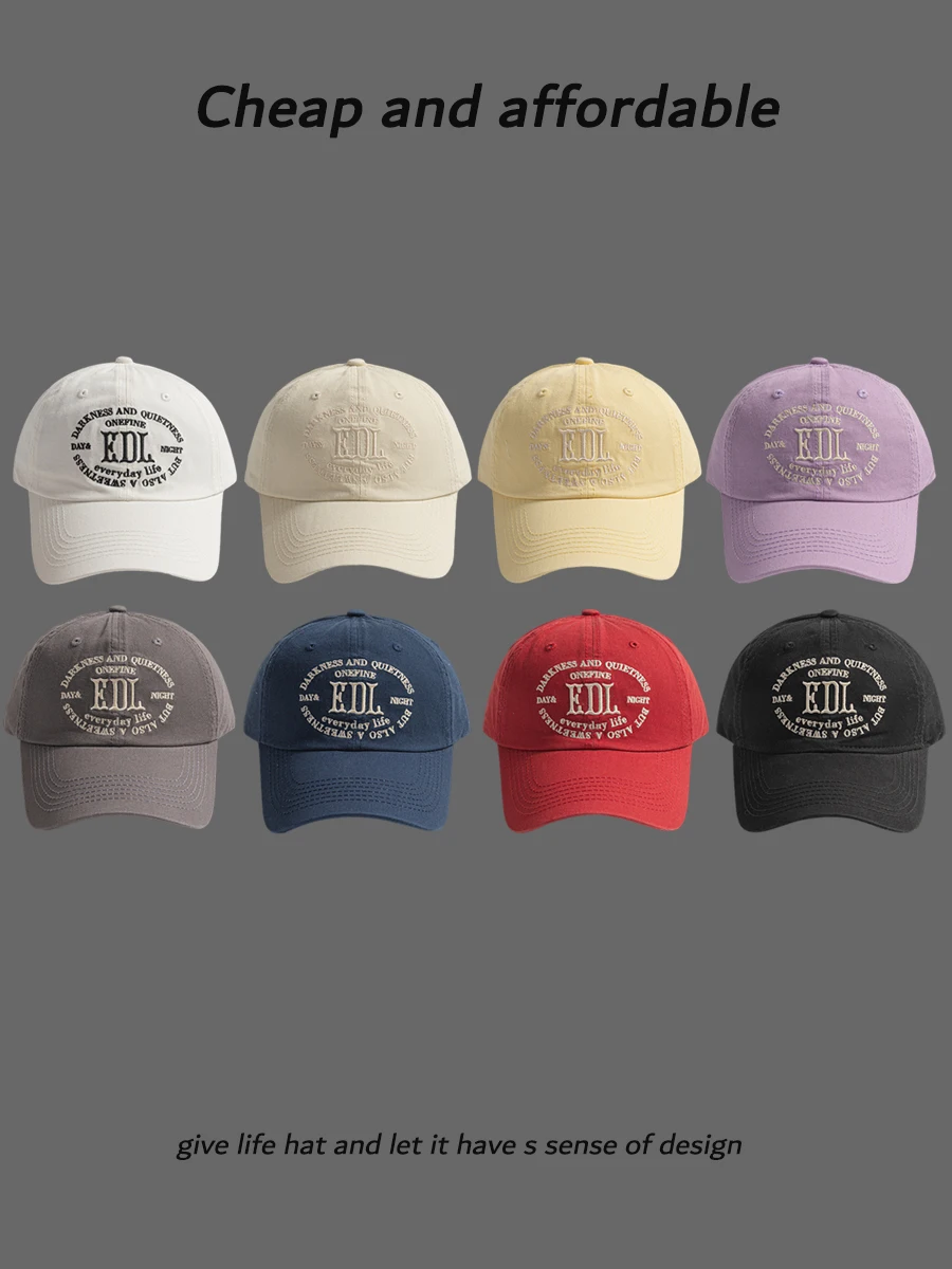 

Peaked cap spring and summer letters couple washed cotton sunshade baseball cap men