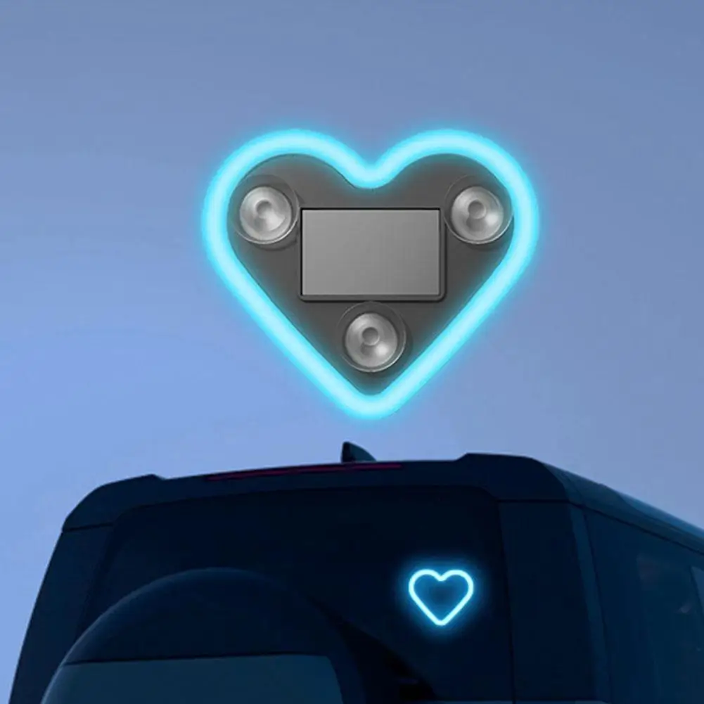 Solar Heart Shaped Car LED Light 40 LED Neon Atmosphere Lamp Type-C Charging 5 Light Modes Motion Sensor Auto Window Interior